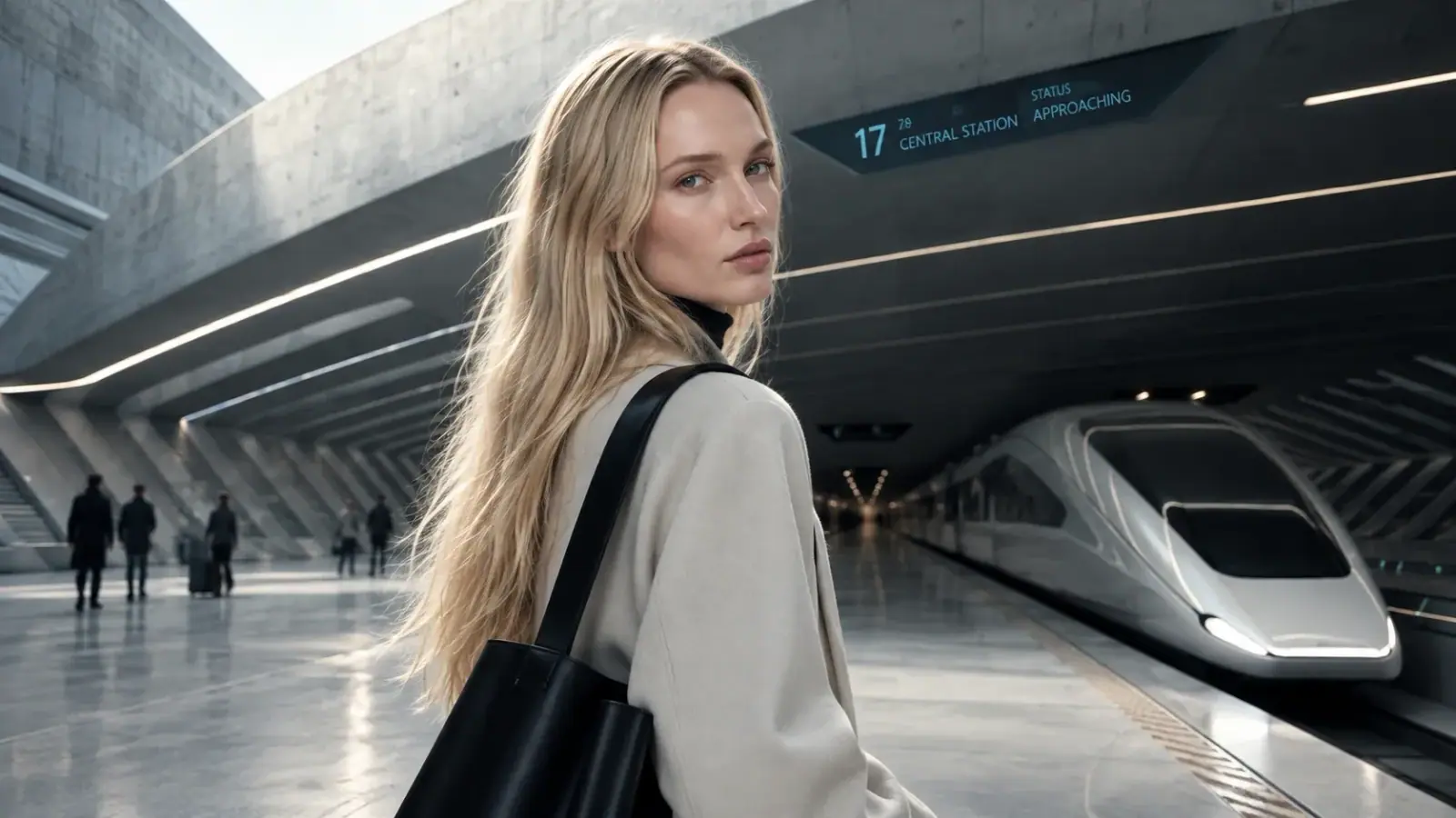 Donna alla stazione centrale футuristicale