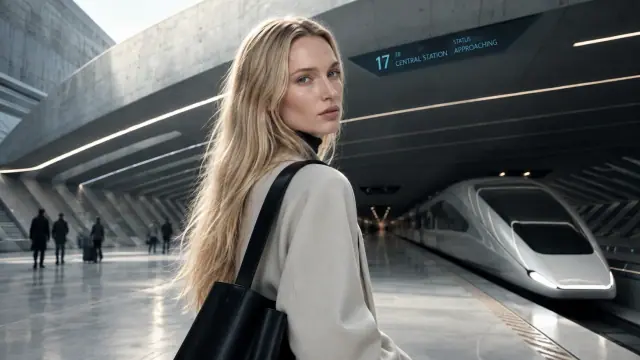 Donna alla stazione centrale футuristicale